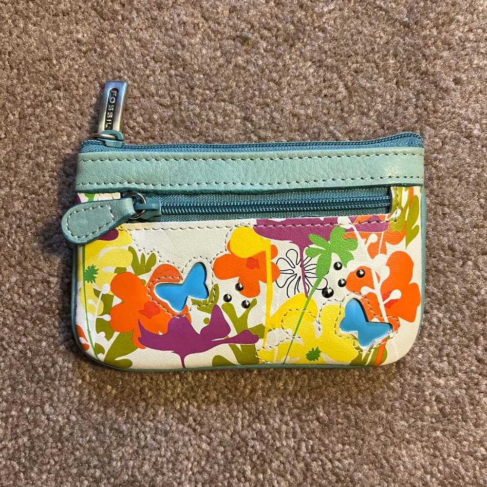 FOSSIL Women's Vintage Leather ID Credit Card Coin Wallet Change Purse